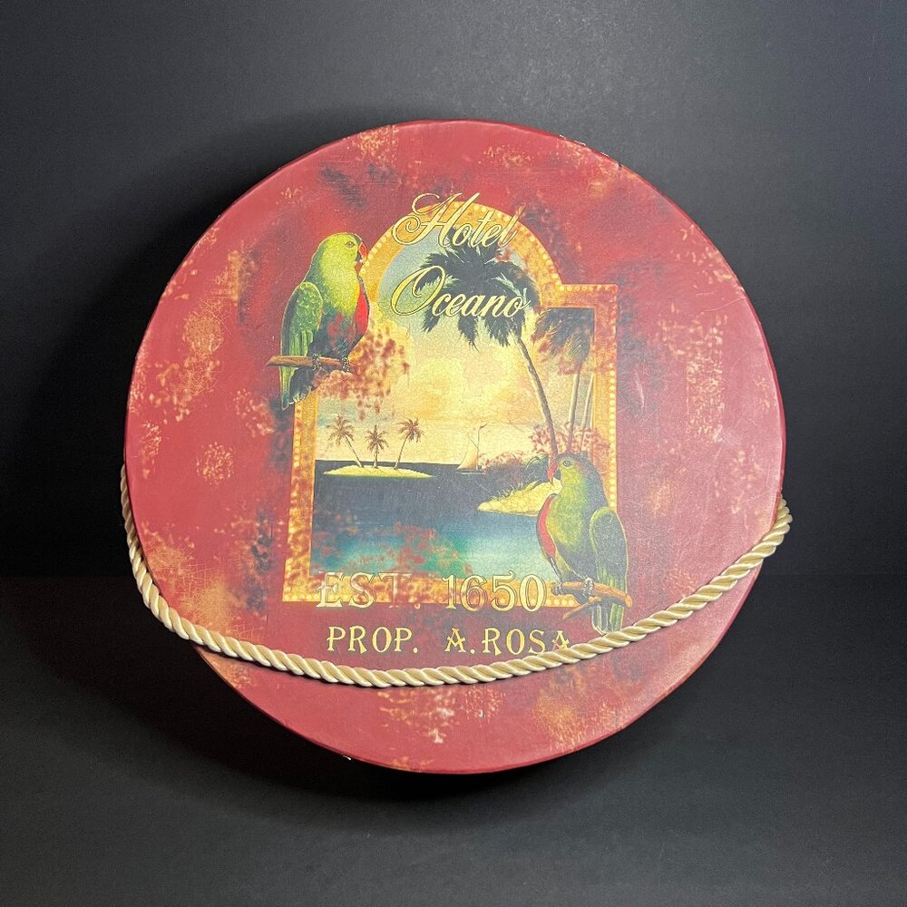 Catherine Jones Once Upon a Rose Hotel Oceano Round Decorative Hat Box 11.75"